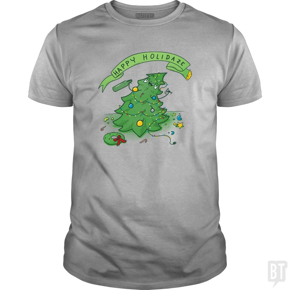 SunFrog-Busted Made With Awesome Classic Guys / Unisex Tee / Sport Grey / S Happy Holidaze