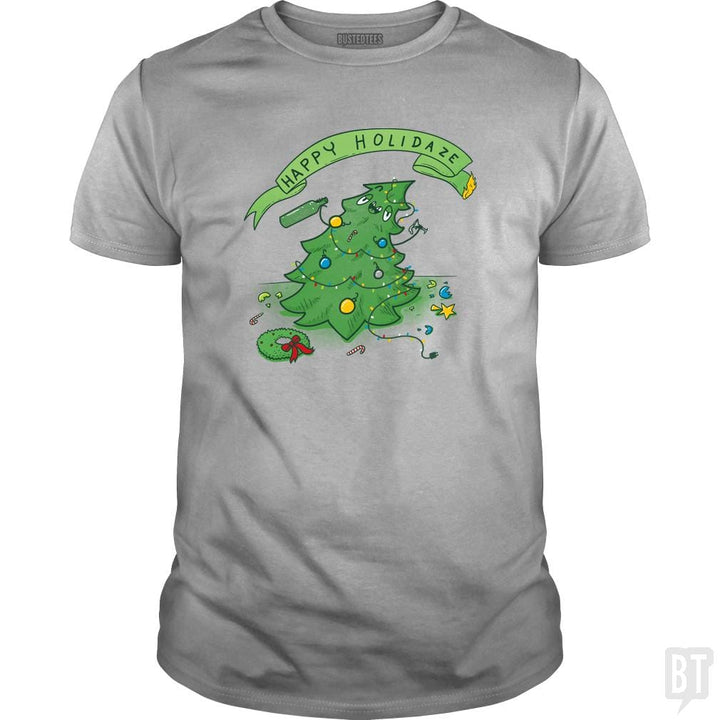 SunFrog-Busted Made With Awesome Classic Guys / Unisex Tee / Sport Grey / S Happy Holidaze