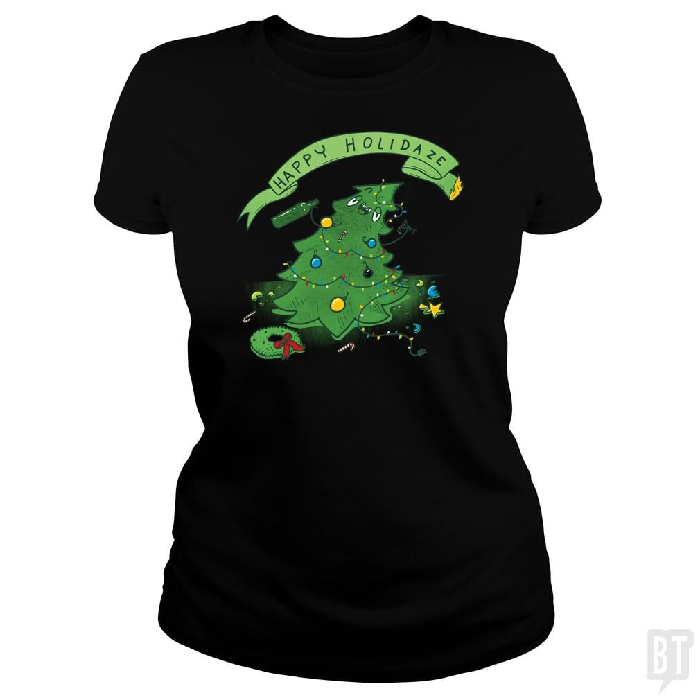 SunFrog-Busted Made With Awesome Classic Ladies Tee / Black / S Happy Holidaze