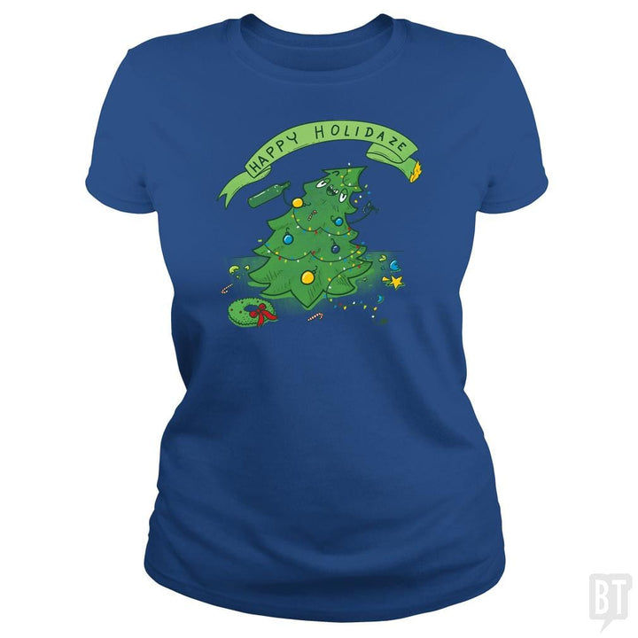 SunFrog-Busted Made With Awesome Classic Ladies Tee / Royal Blue / S Happy Holidaze