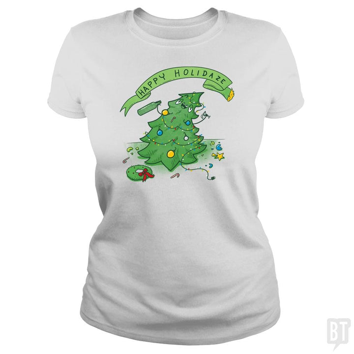 SunFrog-Busted Made With Awesome Classic Ladies Tee / White / S Happy Holidaze