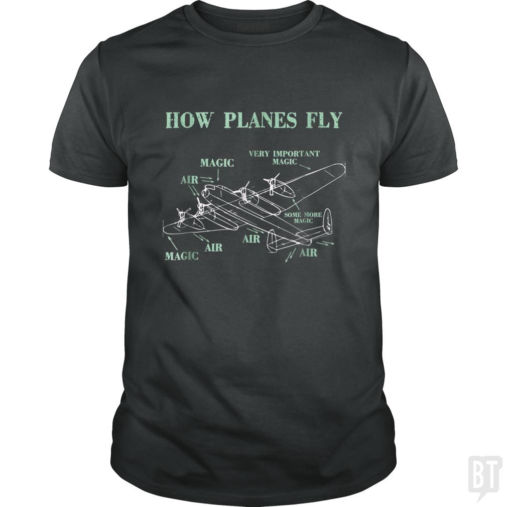 SunFrog-Busted Mahase Classic Guys / Unisex Tee / Dark Heather / S How Planes Fly Funny Aerospace Engineer Pilot