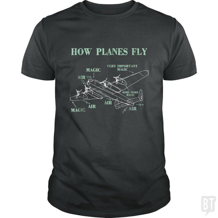 SunFrog-Busted Mahase Classic Guys / Unisex Tee / Dark Heather / S How Planes Fly Funny Aerospace Engineer Pilot