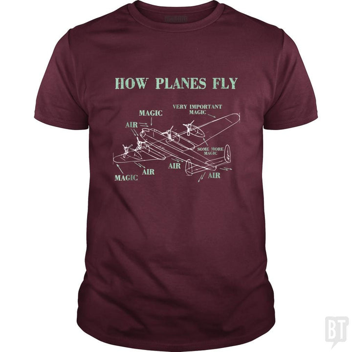 SunFrog-Busted Mahase Classic Guys / Unisex Tee / Maroon / S How Planes Fly Funny Aerospace Engineer Pilot