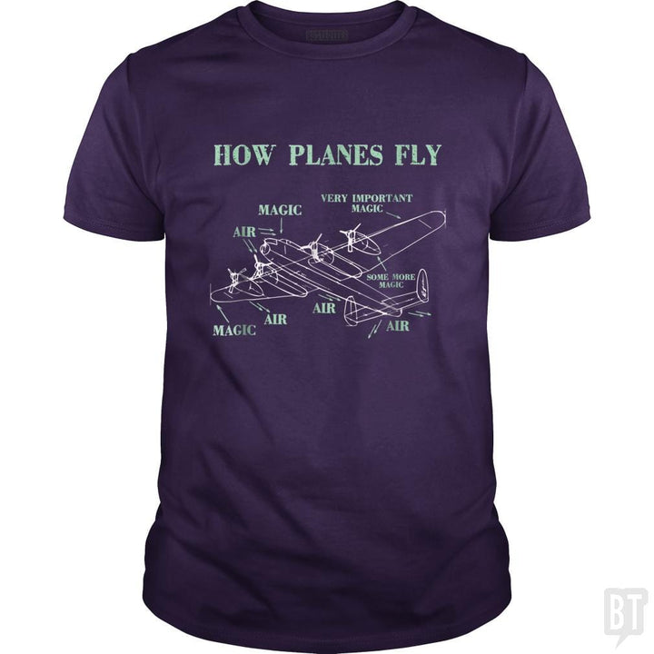 SunFrog-Busted Mahase Classic Guys / Unisex Tee / Purple / S How Planes Fly Funny Aerospace Engineer Pilot
