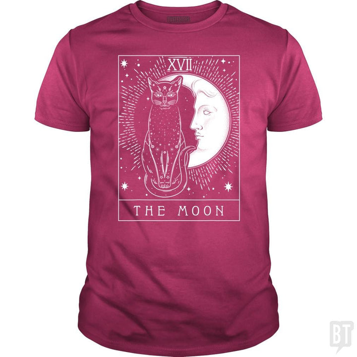 SunFrog-Busted Michael Classic Guys / Unisex Tee / Heliconia / S Tarot Card Crescent Moon And Cat Graphic