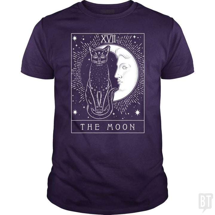 SunFrog-Busted Michael Classic Guys / Unisex Tee / Purple / S Tarot Card Crescent Moon And Cat Graphic
