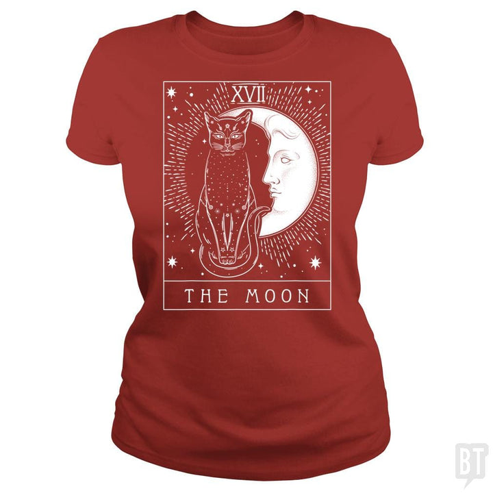 SunFrog-Busted Michael Classic Ladies Tee / Red / S Tarot Card Crescent Moon And Cat Graphic