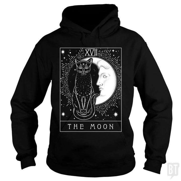 Tarot Card Crescent Moon And Cat Graphic Hoodie