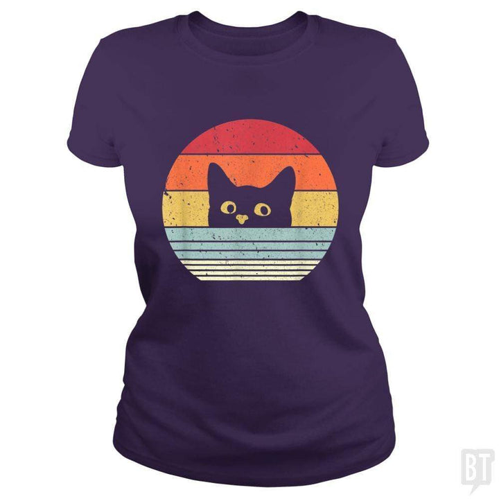 SunFrog-Busted Mr Candy Classic Ladies Tee / Purple / S Cat Shirt Retro Style