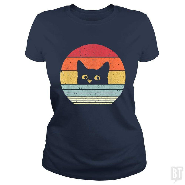 SunFrog-Busted Mr Candy Classic Ladies Tee / Navy Blue / S Cat Shirt Retro Style