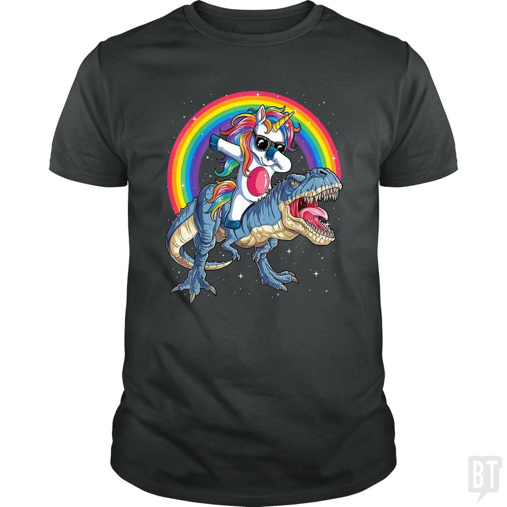 SunFrog-Busted Mr Candy Classic Guys / Unisex Tee / Dark Heather / S Dabbing Unicorn Riding Dinosaur