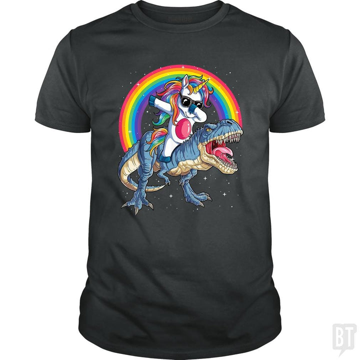SunFrog-Busted Mr Candy Classic Guys / Unisex Tee / Dark Heather / S Dabbing Unicorn Riding Dinosaur