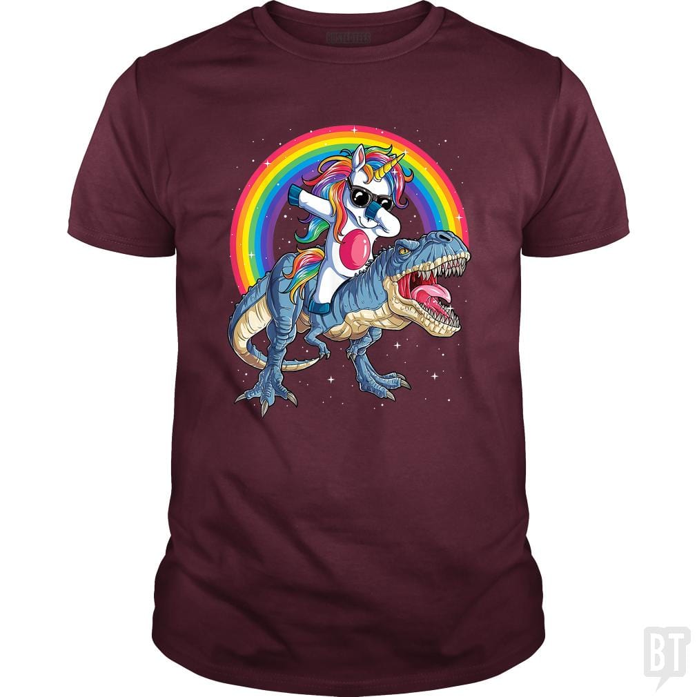 SunFrog-Busted Mr Candy Classic Guys / Unisex Tee / Maroon / S Dabbing Unicorn Riding Dinosaur