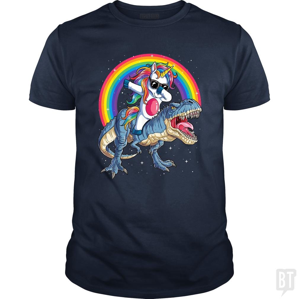 SunFrog-Busted Mr Candy Classic Guys / Unisex Tee / Navy Blue / S Dabbing Unicorn Riding Dinosaur