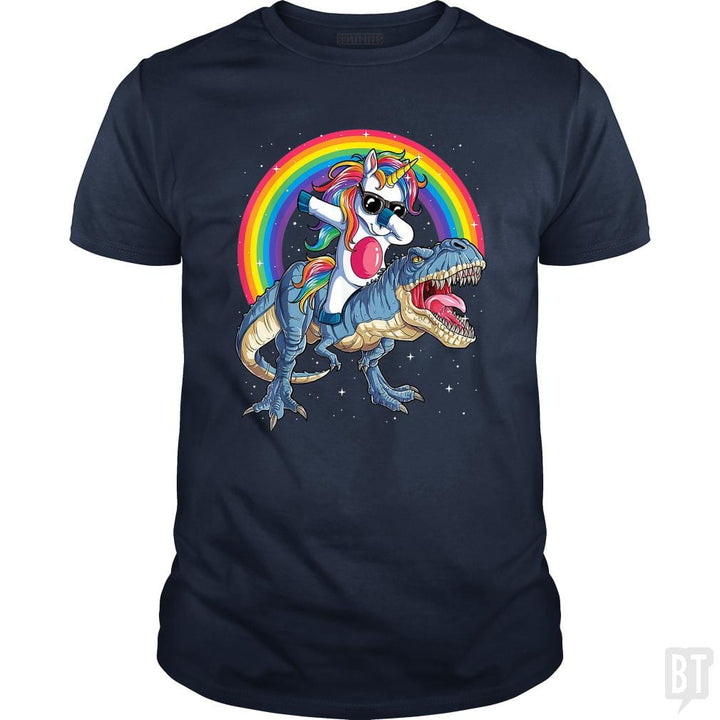 SunFrog-Busted Mr Candy Classic Guys / Unisex Tee / Navy Blue / S Dabbing Unicorn Riding Dinosaur