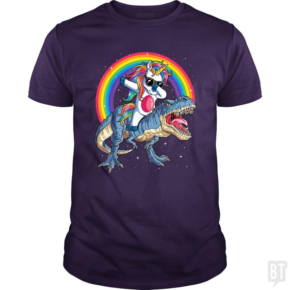 SunFrog-Busted Mr Candy Classic Guys / Unisex Tee / Purple / S Dabbing Unicorn Riding Dinosaur