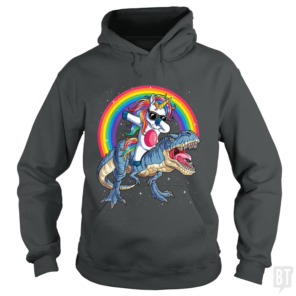 SunFrog-Busted Mr Candy Hoodie / Dark Heather / S Dabbing Unicorn Riding Dinosaur