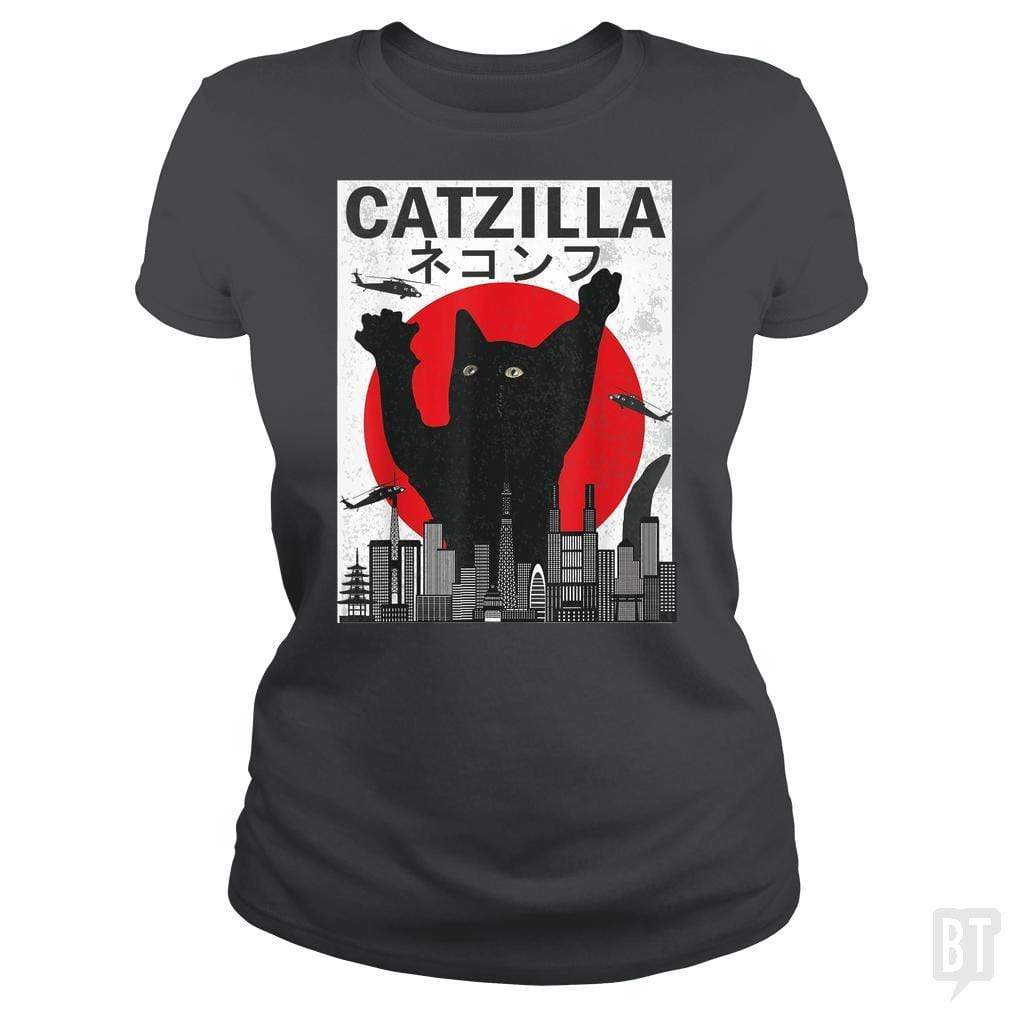 SunFrog-Busted Mr Candy Classic Ladies Tee / Dark Heather / S Vintage Catzilla Japanese Sunset Style