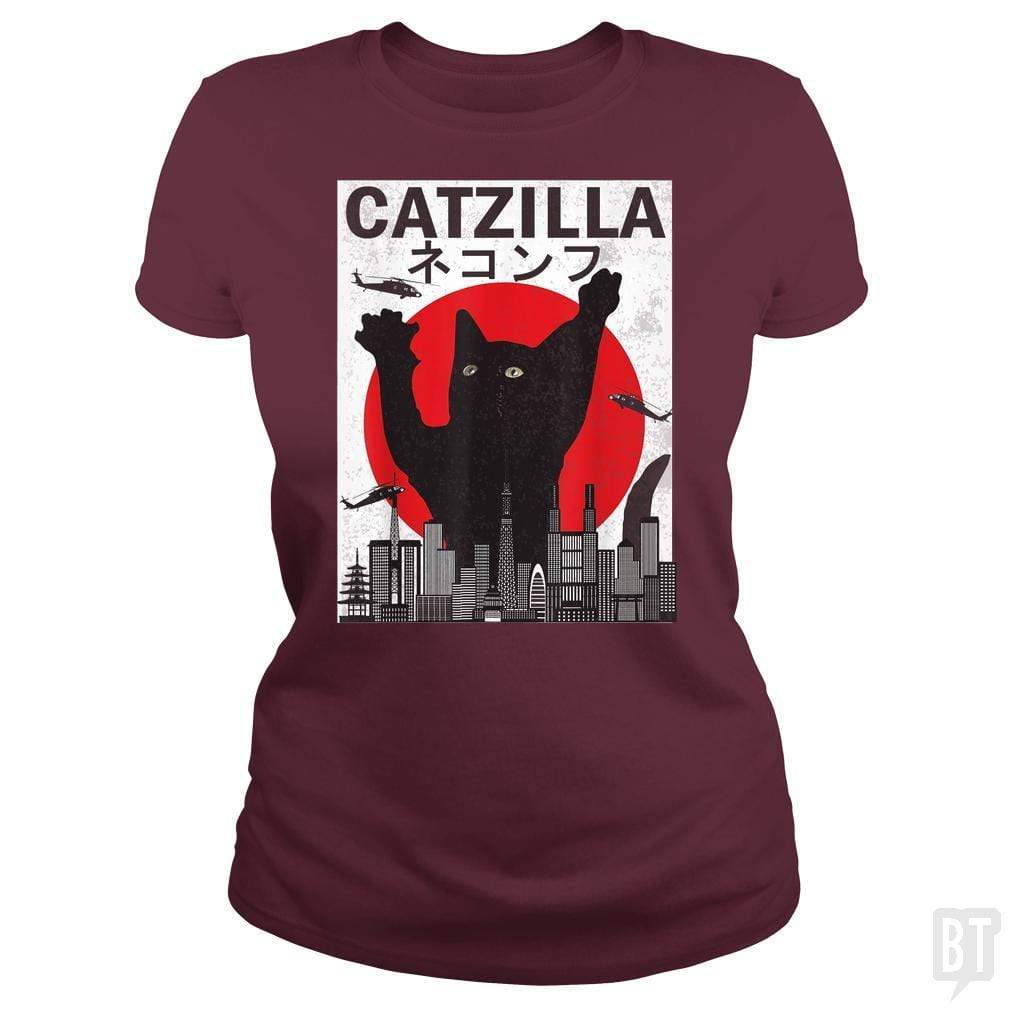 SunFrog-Busted Mr Candy Classic Ladies Tee / Maroon / S Vintage Catzilla Japanese Sunset Style