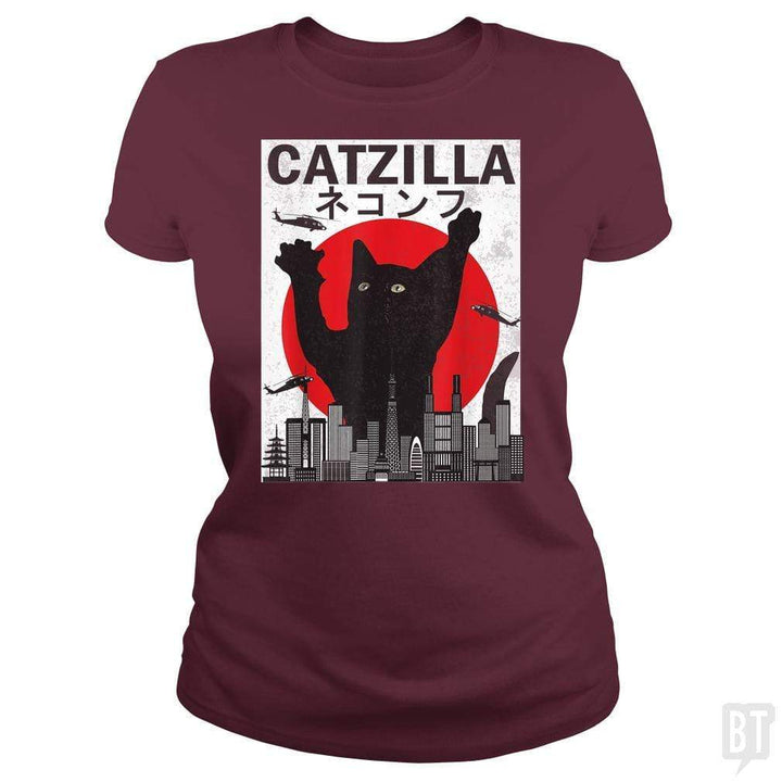 SunFrog-Busted Mr Candy Classic Ladies Tee / Maroon / S Vintage Catzilla Japanese Sunset Style