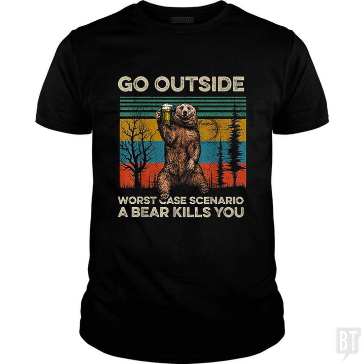 SunFrog-Busted MrT90 Classic Guys / Unisex Tee / Black / S Go Outside Worst Case Scenario A Bear Kills You