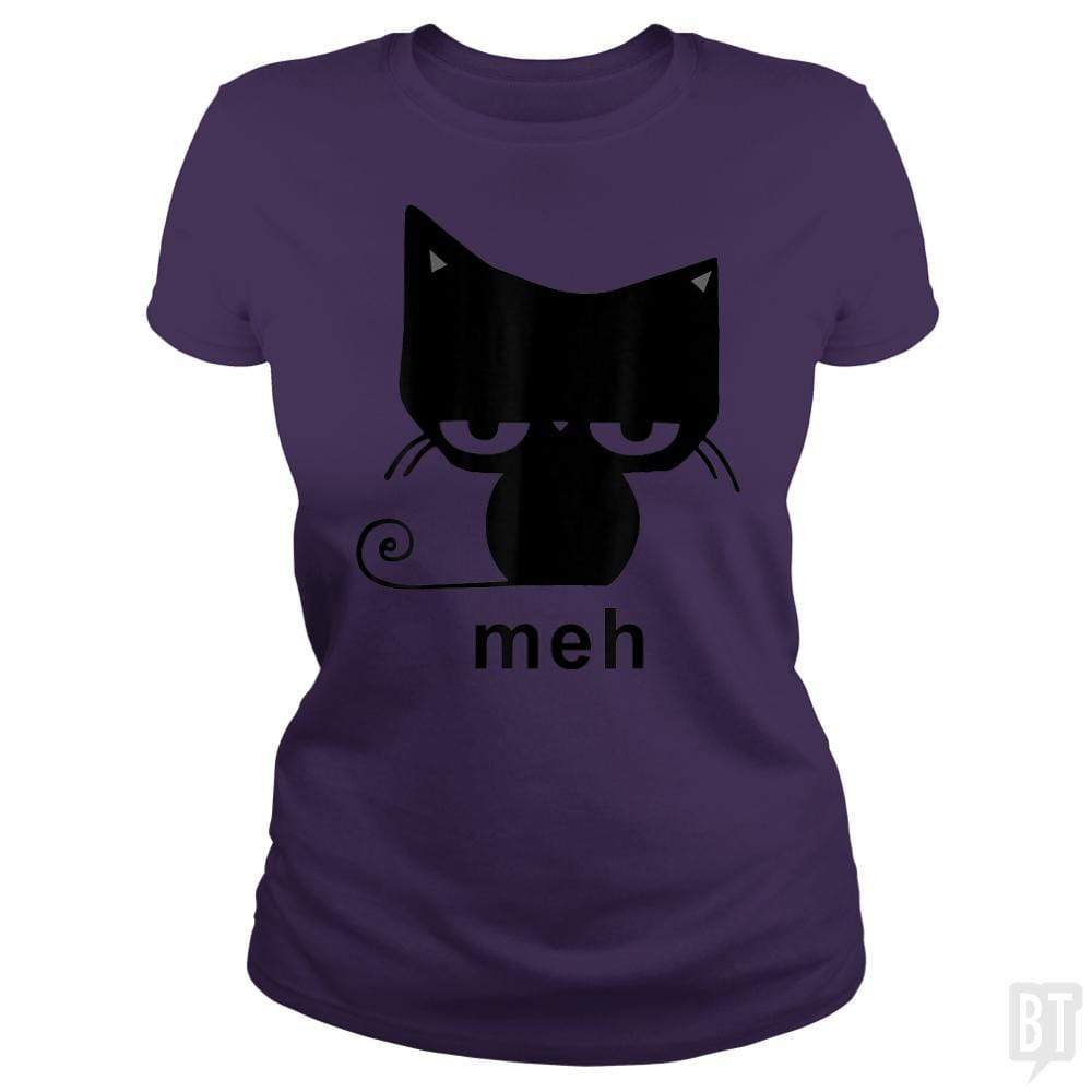 SunFrog-Busted MrT90 Classic Ladies Tee / Purple / S Meh Black Cat Funny