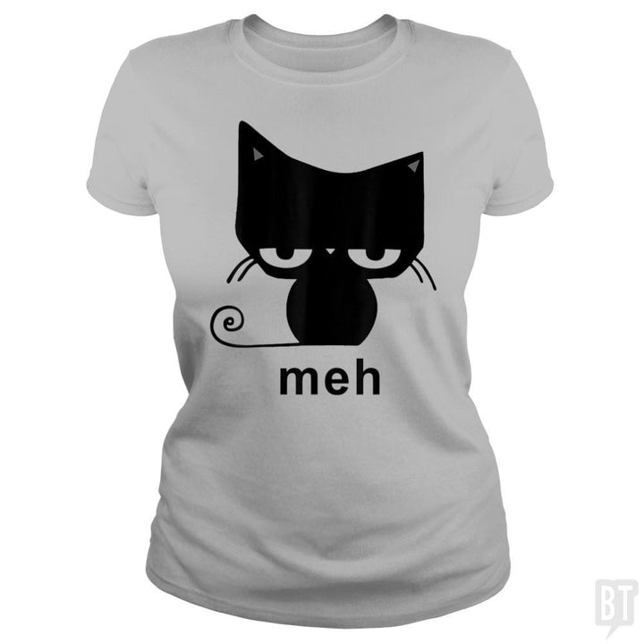 SunFrog-Busted MrT90 Classic Ladies Tee / Sport Grey / S Meh Black Cat Funny