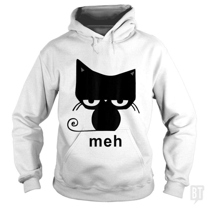 SunFrog-Busted MrT90 Hoodie / White / S Meh Black Cat Funny