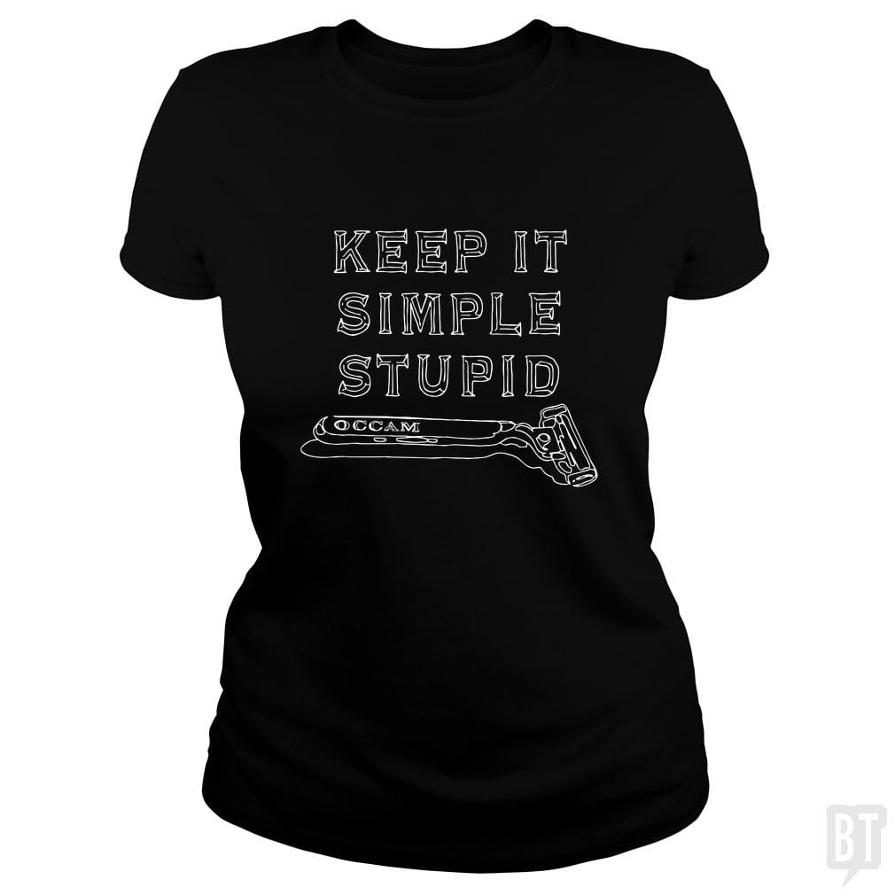 SunFrog-Busted MudgeWare Classic Ladies Tee / Black / S Keep It Simple Stupid