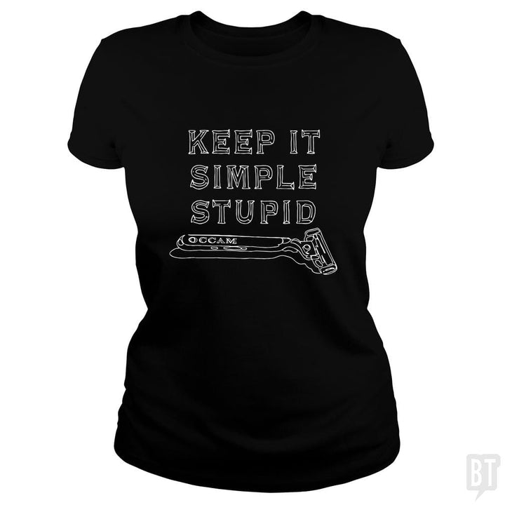 SunFrog-Busted MudgeWare Classic Ladies Tee / Black / S Keep It Simple Stupid
