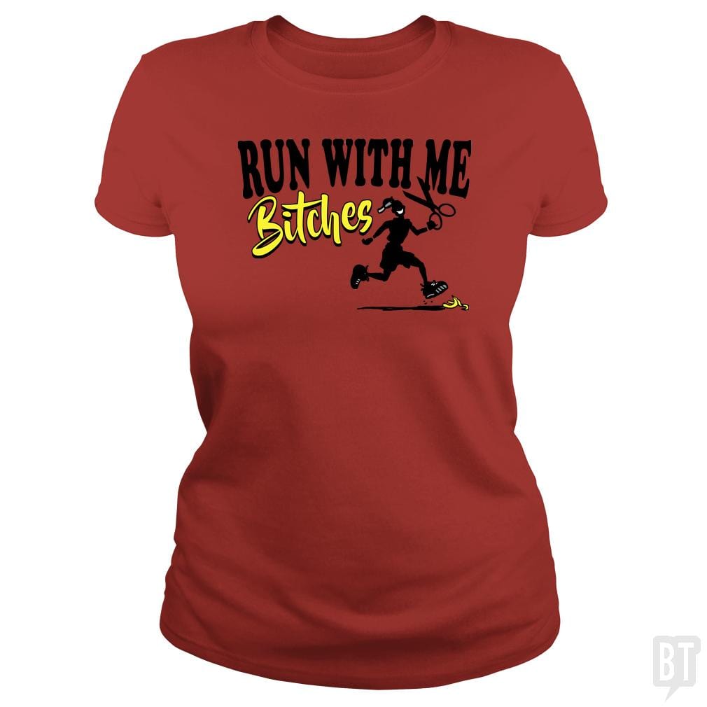 SunFrog-Busted MudgeWare Classic Ladies Tee / Red / S Run With Me Bitches