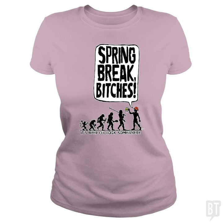 SunFrog-Busted MudgeWare Classic Ladies Tee / Light Pink / S Spring Break Bitches Evo