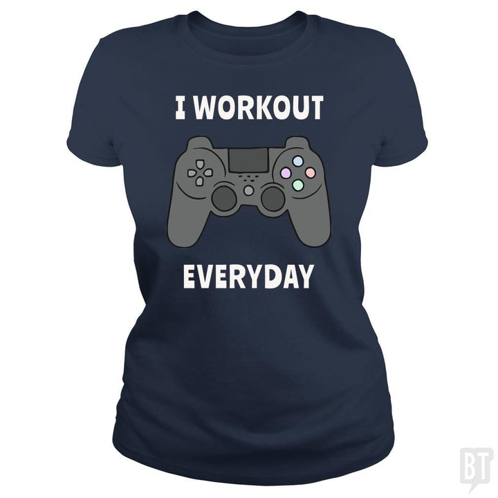 SunFrog-Busted n23 Classic Ladies Tee / Navy Blue / S I Workout Everyday