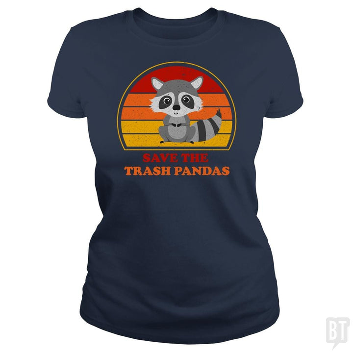 SunFrog-Busted n23 Classic Ladies Tee / Navy Blue / S Save The Trash Pandas