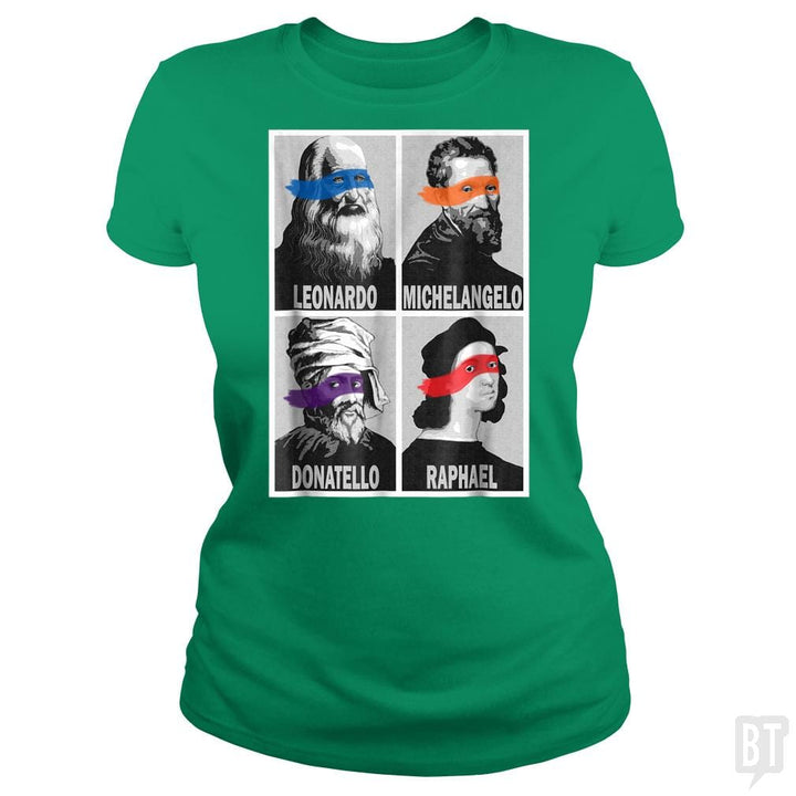 SunFrog-Busted Nathaniel Classic Ladies Tee / Irish Green / S Renaissance Ninja Artists