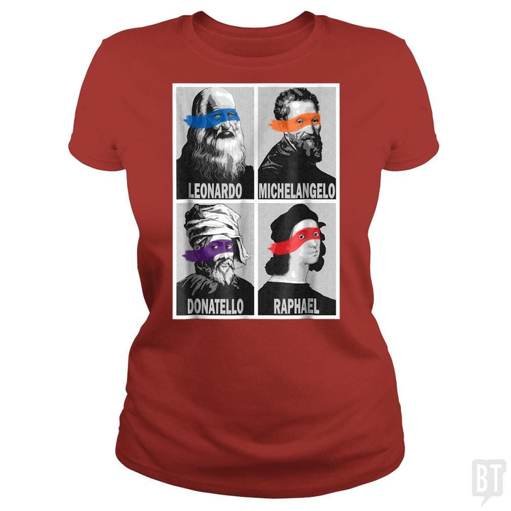 SunFrog-Busted Nathaniel Classic Ladies Tee / Red / S Renaissance Ninja Artists