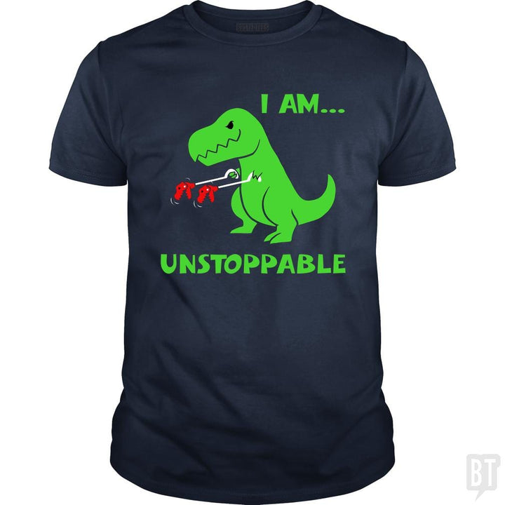 SunFrog-Busted Platinumshop Classic Guys / Unisex Tee / Navy Blue / S T-rex Dinosaur I Am Unstoppable T-shirt Xmas