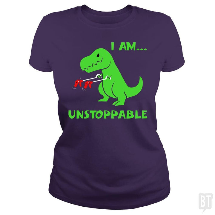 SunFrog-Busted Platinumshop Classic Ladies Tee / Purple / S T-rex Dinosaur I Am Unstoppable T-shirt Xmas