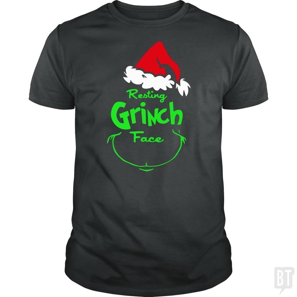 SunFrog-Busted Pro_MemeX Classic Guys / Unisex Tee / Dark Heather / S Funny Resting Grinch Face Christmas Gift