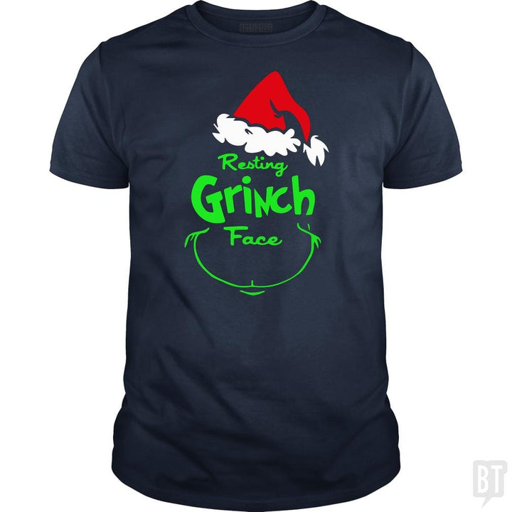 SunFrog-Busted Pro_MemeX Classic Guys / Unisex Tee / Navy Blue / S Funny Resting Grinch Face Christmas Gift