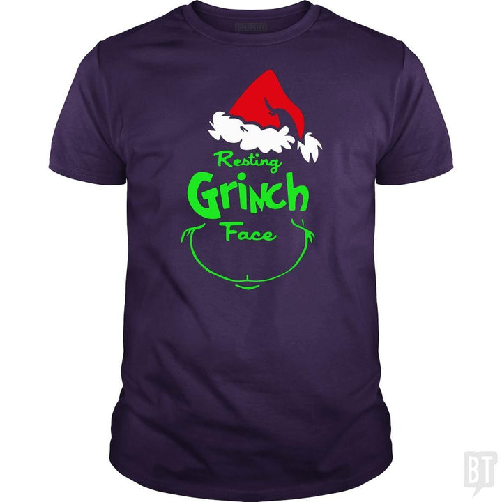 SunFrog-Busted Pro_MemeX Classic Guys / Unisex Tee / Purple / S Funny Resting Grinch Face Christmas Gift