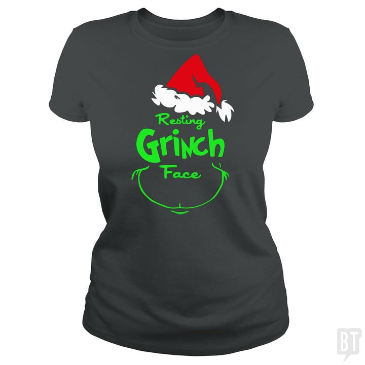 SunFrog-Busted Pro_MemeX Classic Ladies Tee / Dark Heather / S Funny Resting Grinch Face Christmas Gift