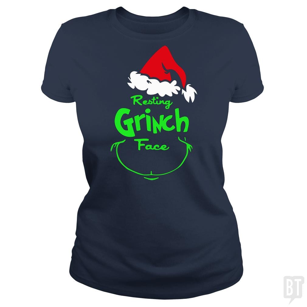SunFrog-Busted Pro_MemeX Classic Ladies Tee / Navy Blue / S Funny Resting Grinch Face Christmas Gift