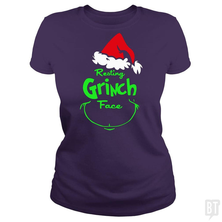 SunFrog-Busted Pro_MemeX Classic Ladies Tee / Purple / S Funny Resting Grinch Face Christmas Gift