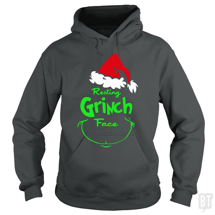 SunFrog-Busted Pro_MemeX Hoodie / Dark Heather / S Funny Resting Grinch Face Christmas Gift