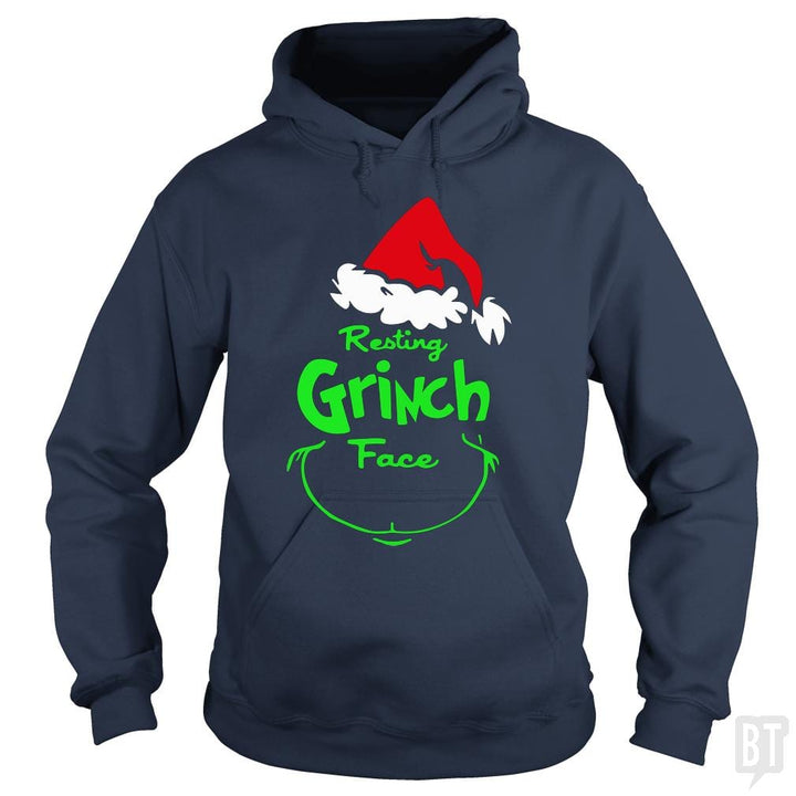 SunFrog-Busted Pro_MemeX Hoodie / Navy Blue / S Funny Resting Grinch Face Christmas Gift