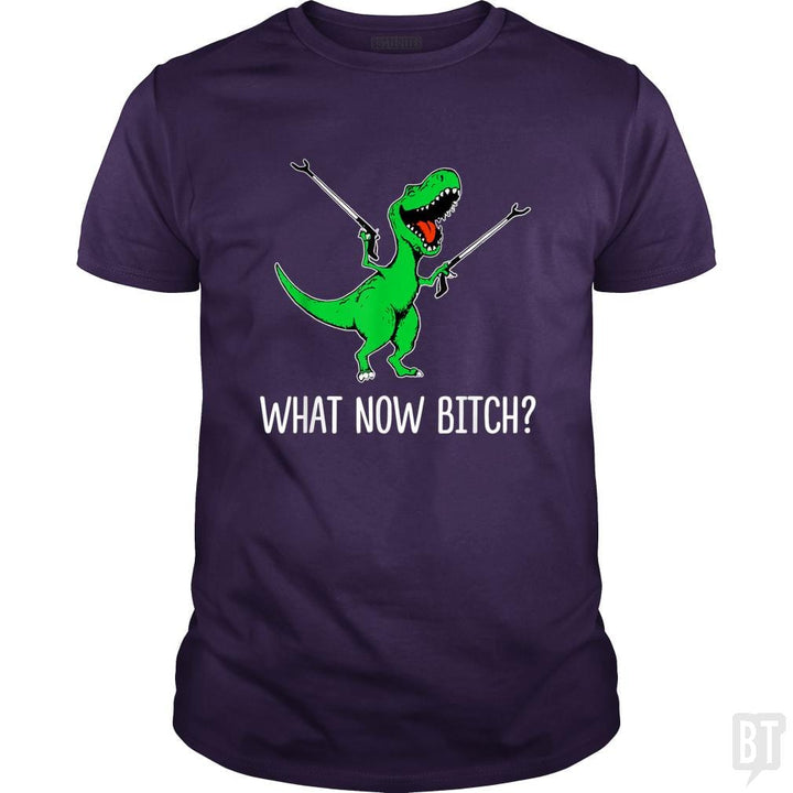 SunFrog-Busted Rebekah Classic Guys / Unisex Tee / Purple / S What Now Bitch Funny T-Rex
