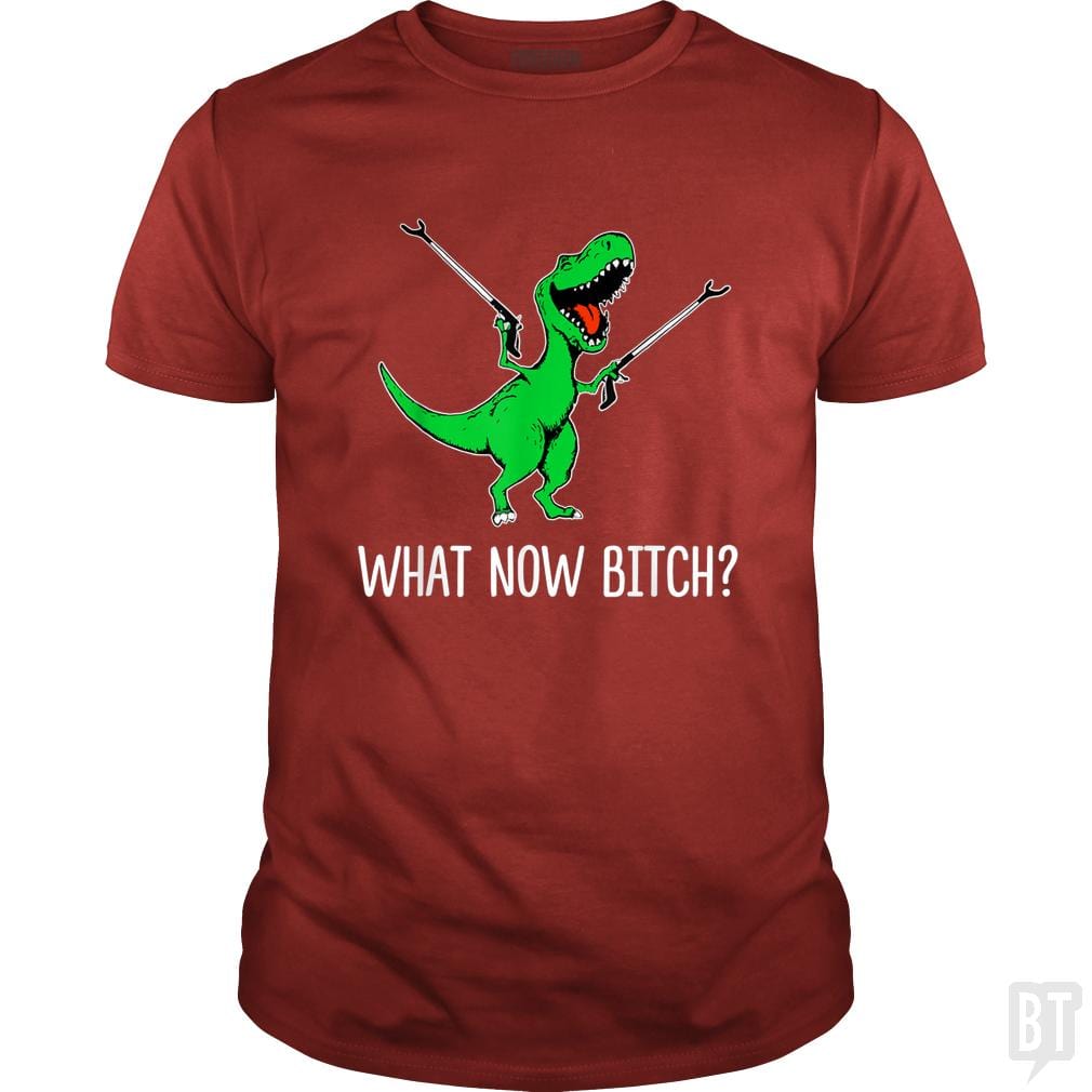 SunFrog-Busted Rebekah Classic Guys / Unisex Tee / Red / S What Now Bitch Funny T-Rex