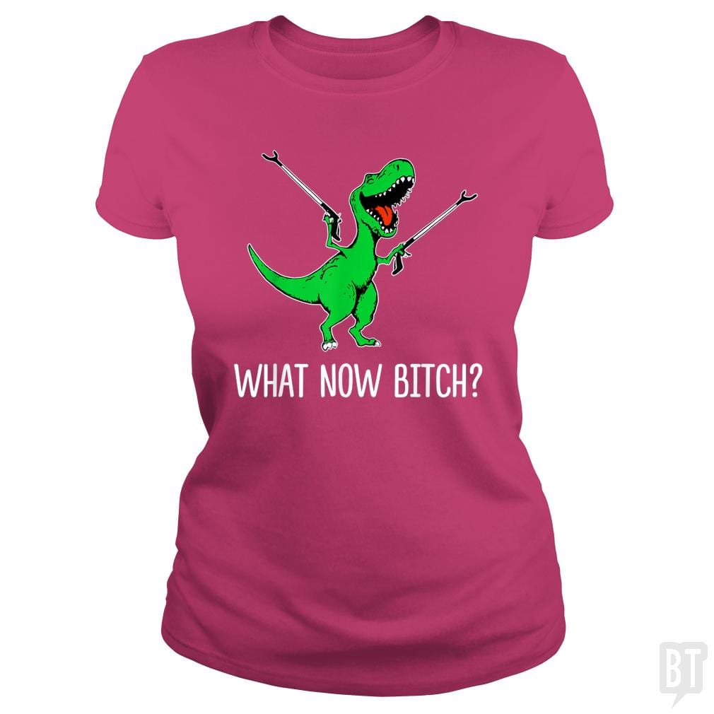 SunFrog-Busted Rebekah Classic Ladies Tee / Heliconia / S What Now Bitch Funny T-Rex
